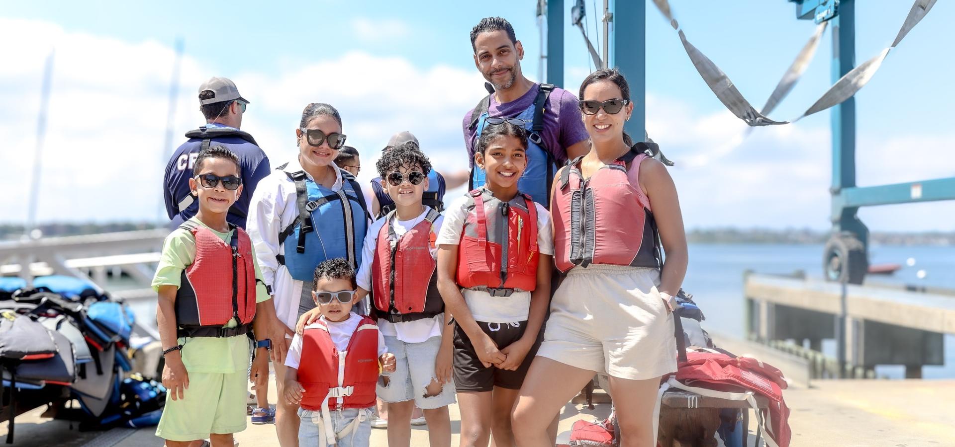Family on the waterfront